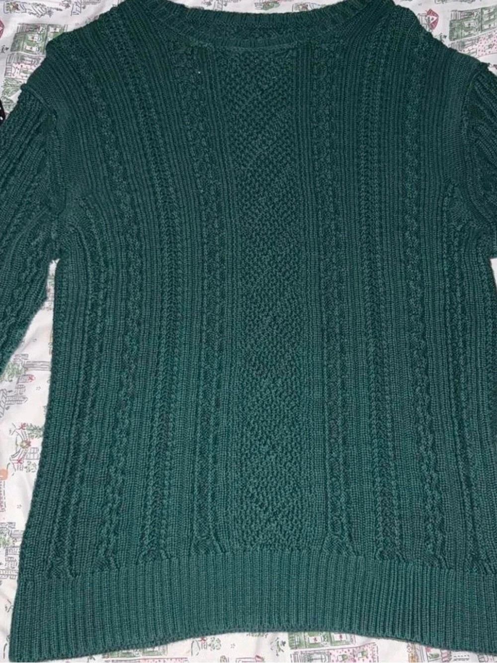 Oversized Green Knit Crewneck Sweater